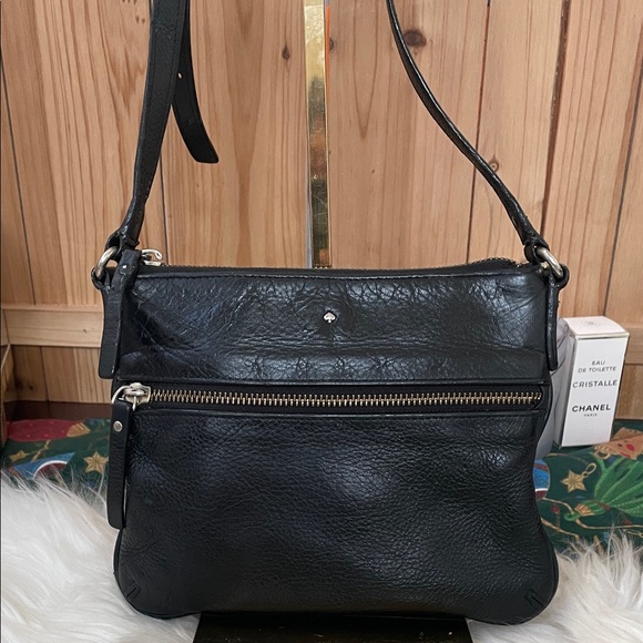 kate spade Black Pebbled Leather Shoulder Bag with Front Zip - Picture 3 of 11